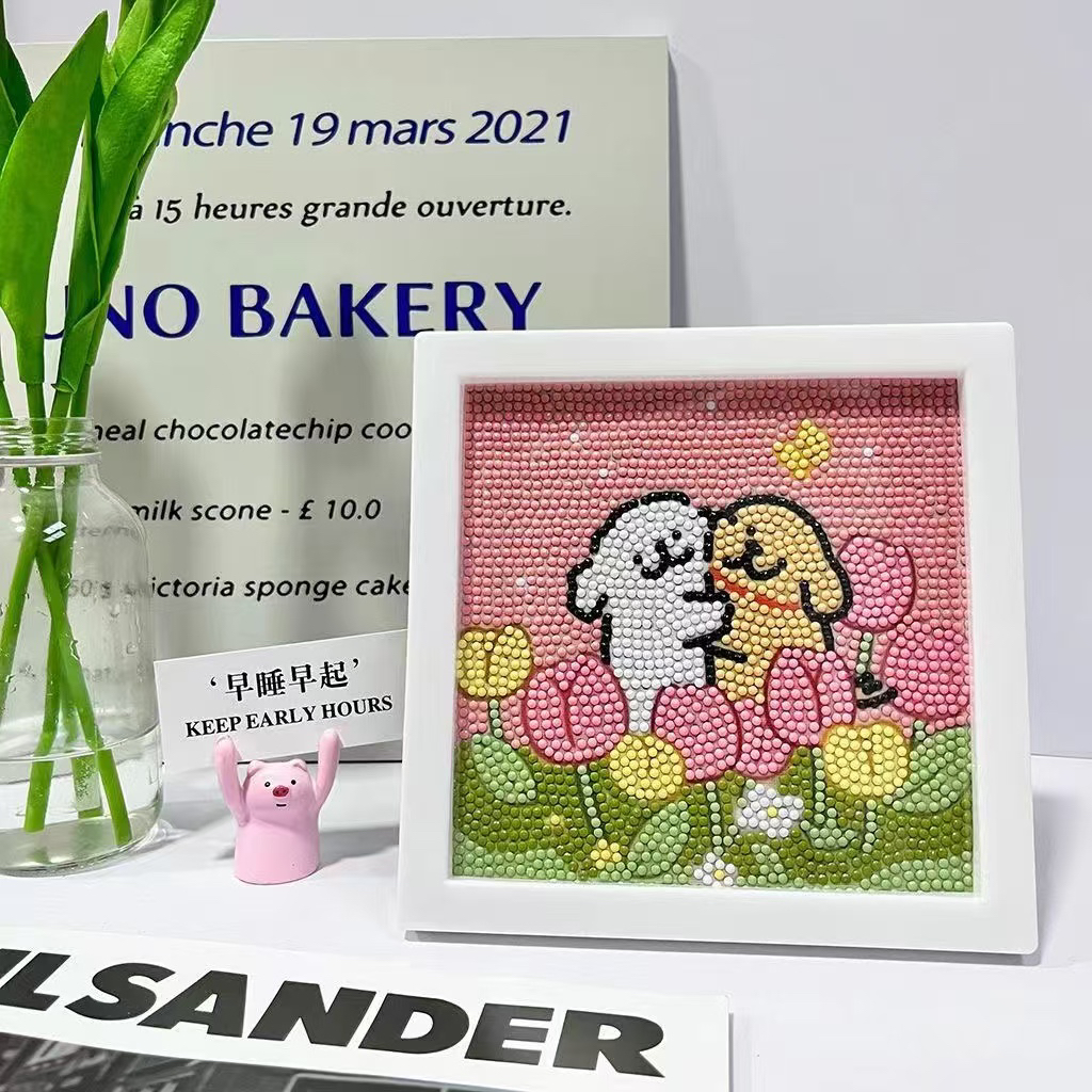 （钻石贴画）线条小狗diy满钻潮流卡通可爱手工礼物摆件装饰画