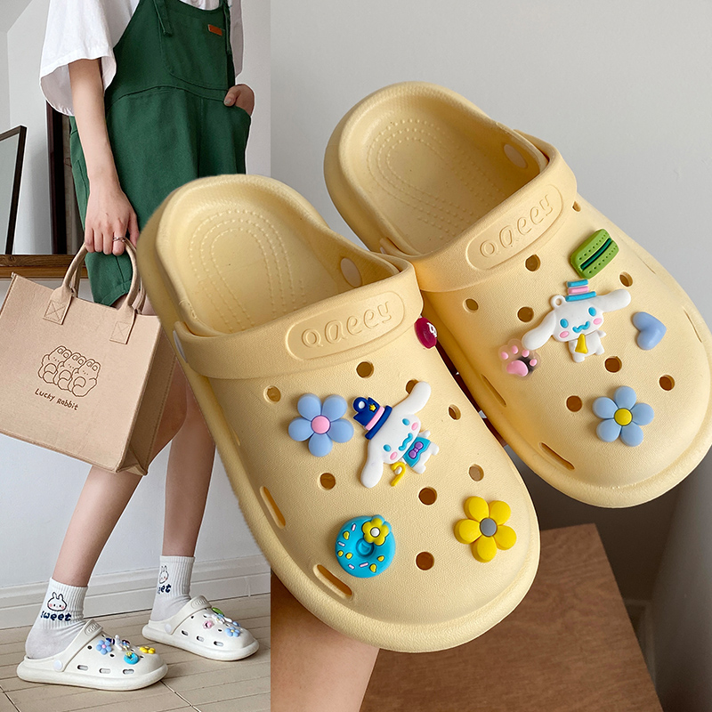 洞洞鞋耐磨防滑厚底软底防水2023年新款百搭防滑外穿包头沙滩鞋女