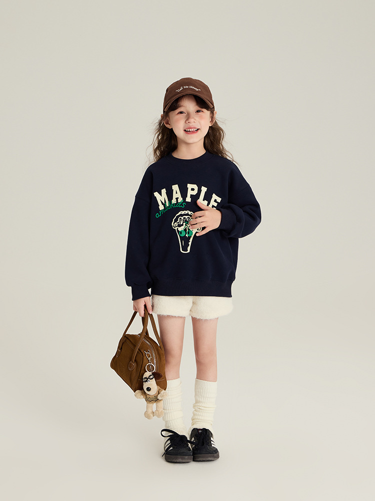 清货【小梨涡】240g儿童一体绒加绒卫衣冬季女童宽松休闲卫衣Z158