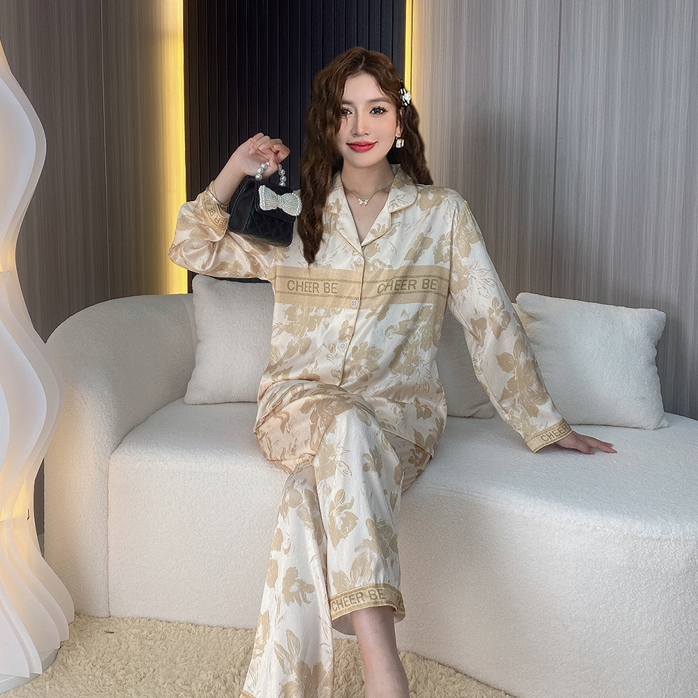 小香风冰丝睡衣女春季薄款羽毛纱丝绸高级感套装宽松春夏天家居服