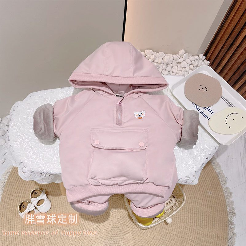 2025新款桔子婴童冬套装儿童冬新款童加绒运动童装连帽