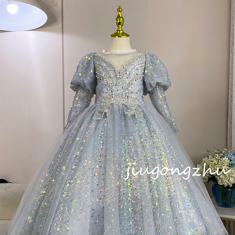 【盛大登场】儿童礼服生日走秀淡蓝色考级小女孩花童蓬蓬纱宴会