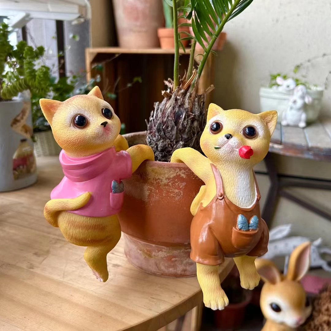 小树的花园庭院可爱喵咪花盆挂件花盆摆件家居装饰品树脂户外雕刻
