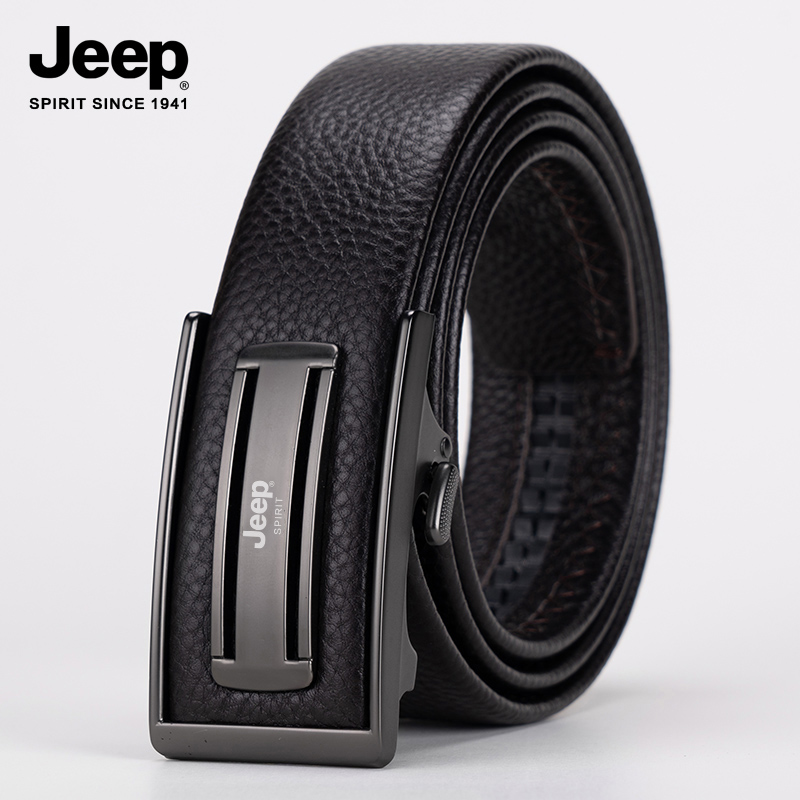 JEEP SPIRIT内扣加长真皮皮带自动扣内穿头层牛皮百搭男士裤带