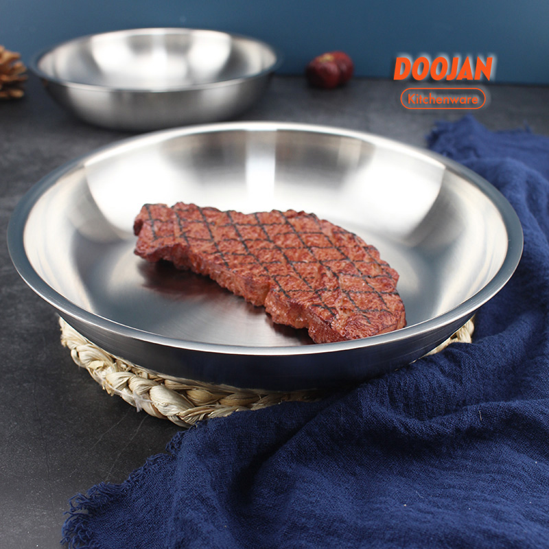 Doojan/度坚盛菜餐盘加厚碟子菜盘 18/10不锈钢圆形家用商用盘子