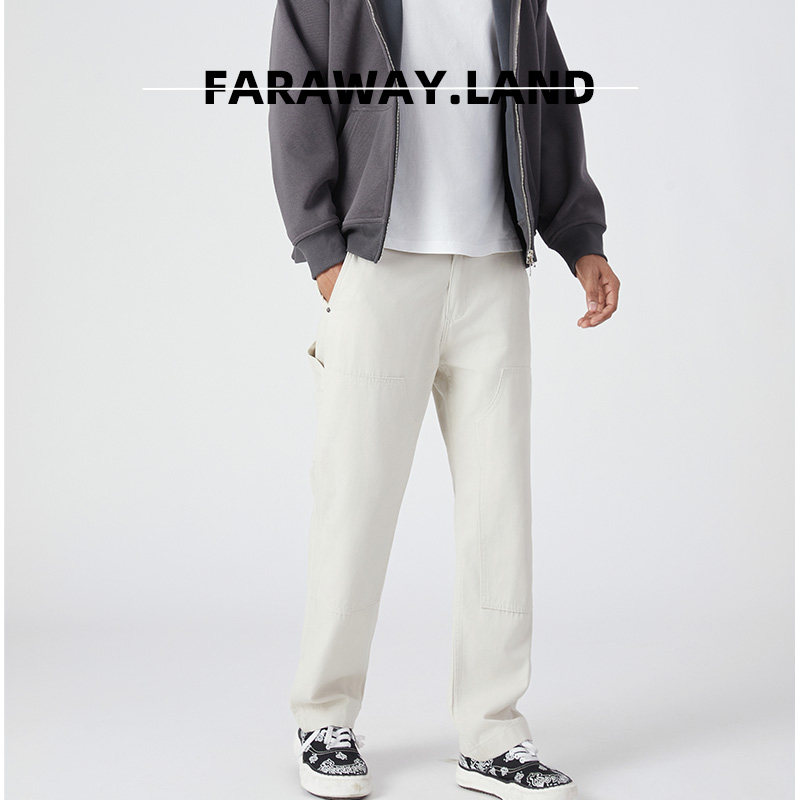 美式复古伐木裤工装裤舒适直筒休闲裤百搭裤子男新款男士户外长裤