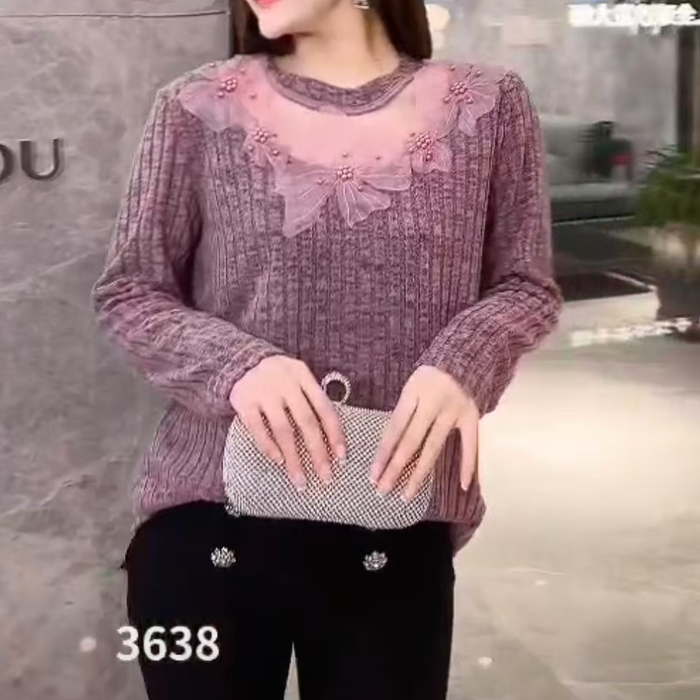 大码女装2024新款上衣女内搭宽松显瘦打底衫洋气高级感3638