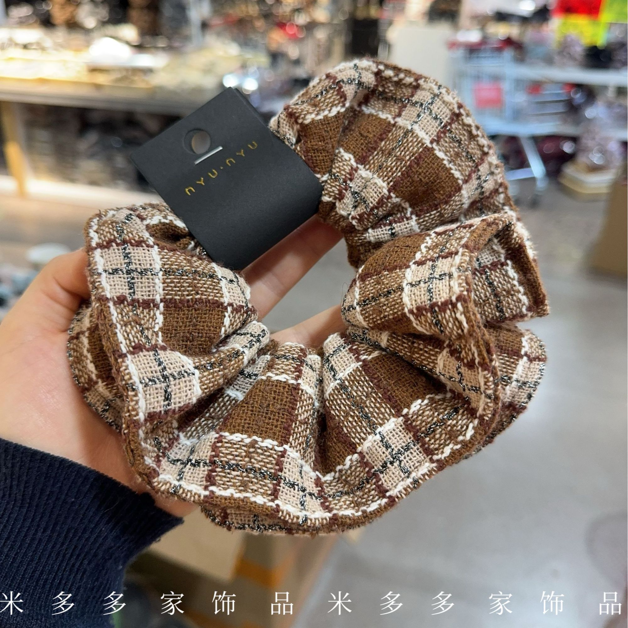 小众发饰头饰韩国秋冬新款发绳双层大号针织头绳毛线橙色大肠发圈