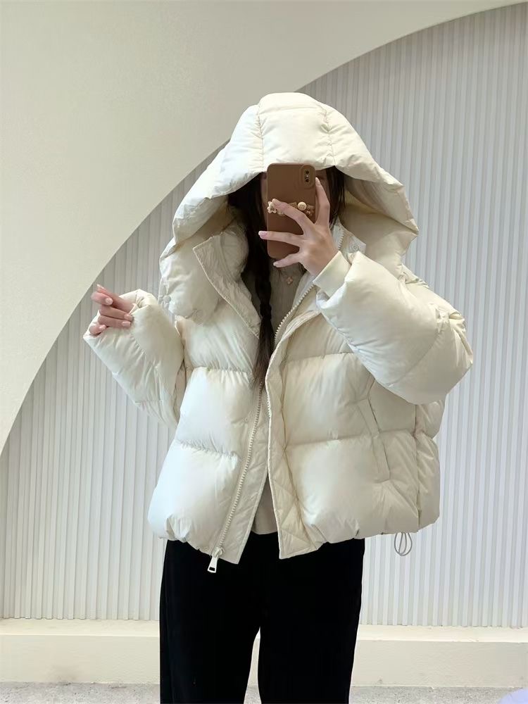 四字去拍女装棉衣时尚百搭女士连帽加厚保暖冬季黑色宽松韩版秋冬