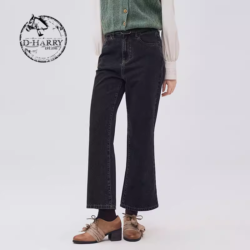 D-HARRY/迪哈利2023秋新客复古帅气风通勤蓝色牛仔裤DH233H96377D