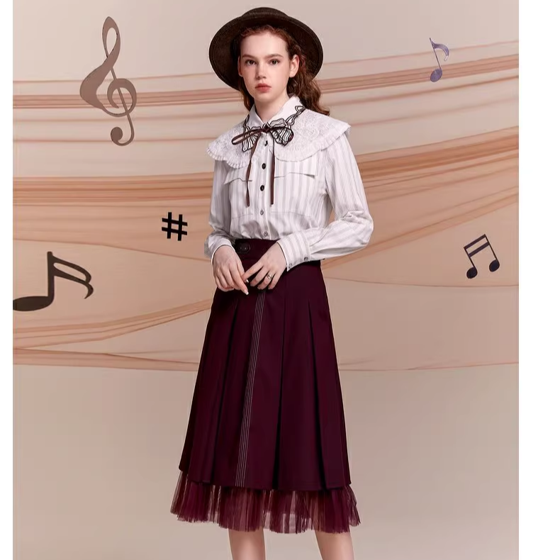 D-HARRY/迪哈利酒红色半裙春季新品女DH221M93872D