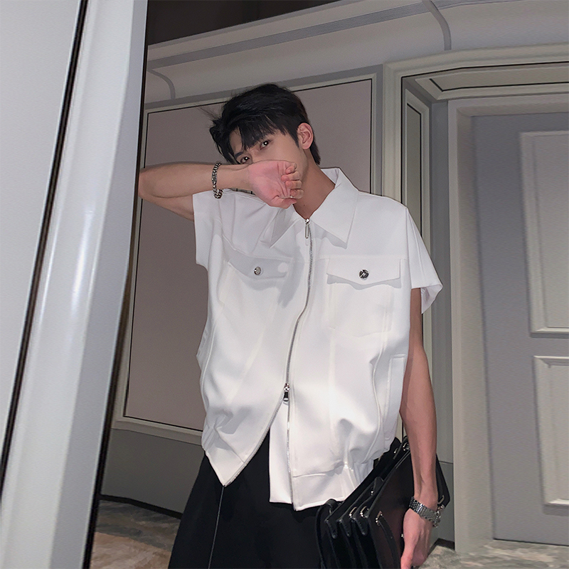 HUALUN Design【在仓现现】夏季休闲宽松外搭马甲夹克短袖HL23612