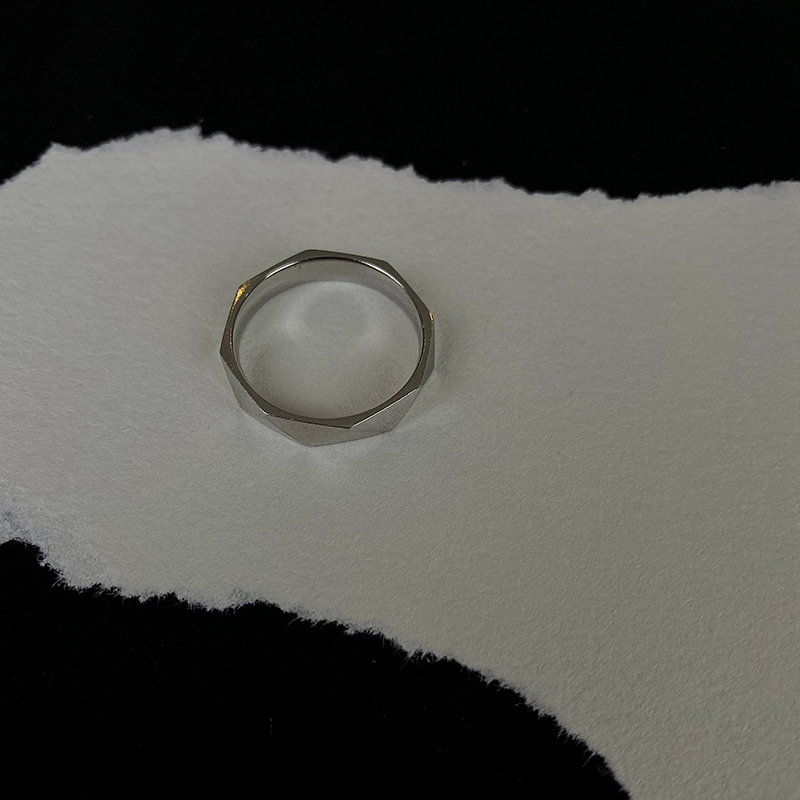 钛钢戒指 HUALUN Design钛钢戒指几何菱形设计款指环饰品359426