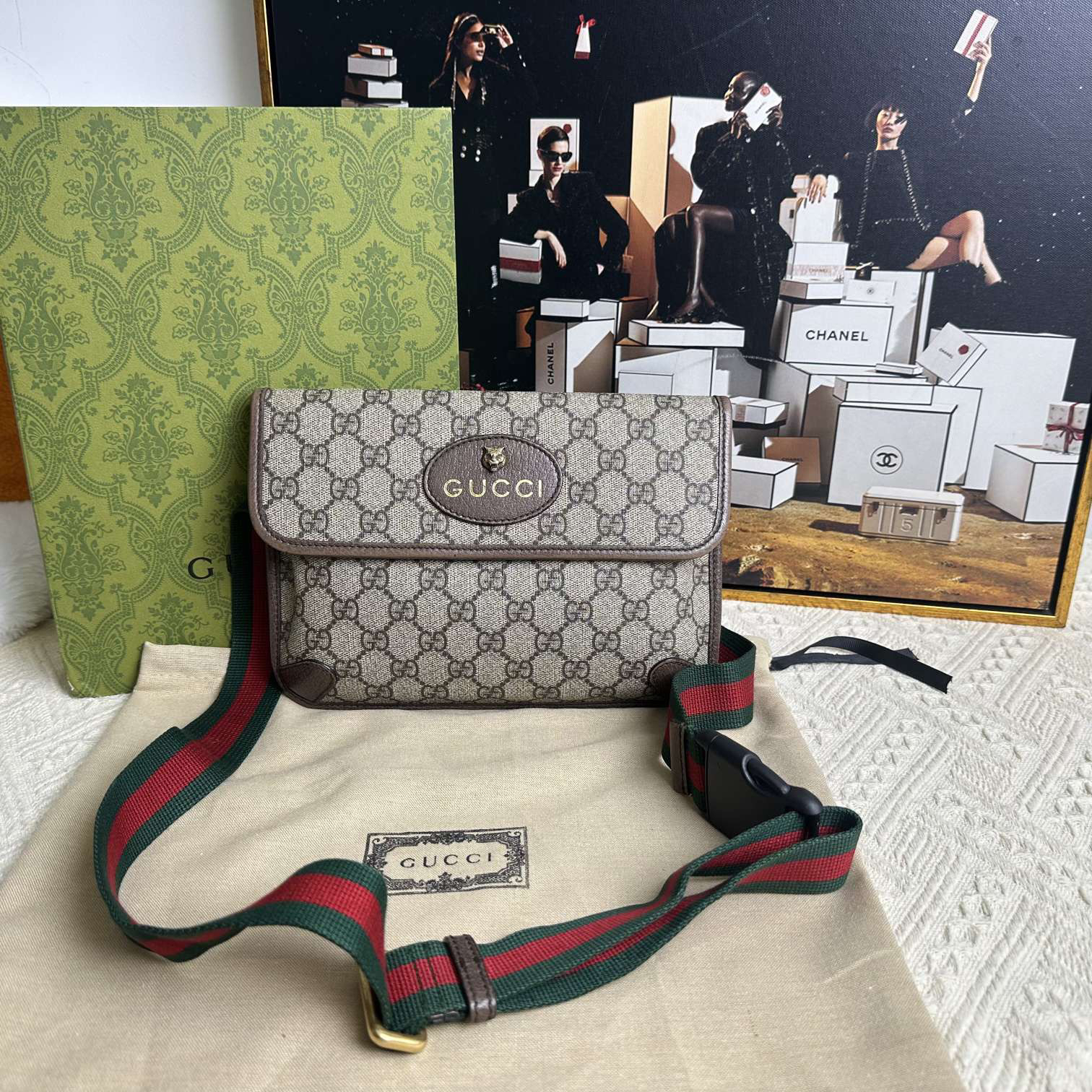 99新 GUCCI/古驰 古驰/Gucci  虎头包 尺寸24x17x3 编码：9993221
