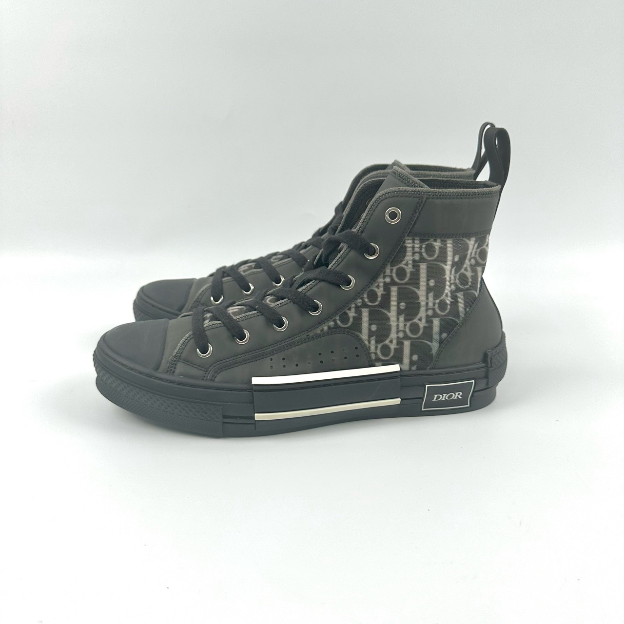 98新 DIOR/迪奥 B23 Oblique 老花高帮 帆布鞋 男款 黑色 41.5码