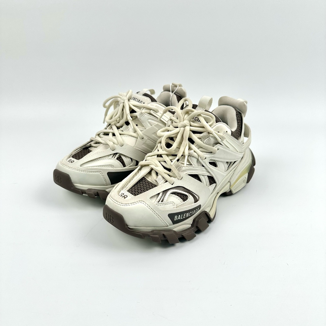 95新 Balenciaga/巴黎世家 38码 Track 1.0 老爹鞋 白棕色