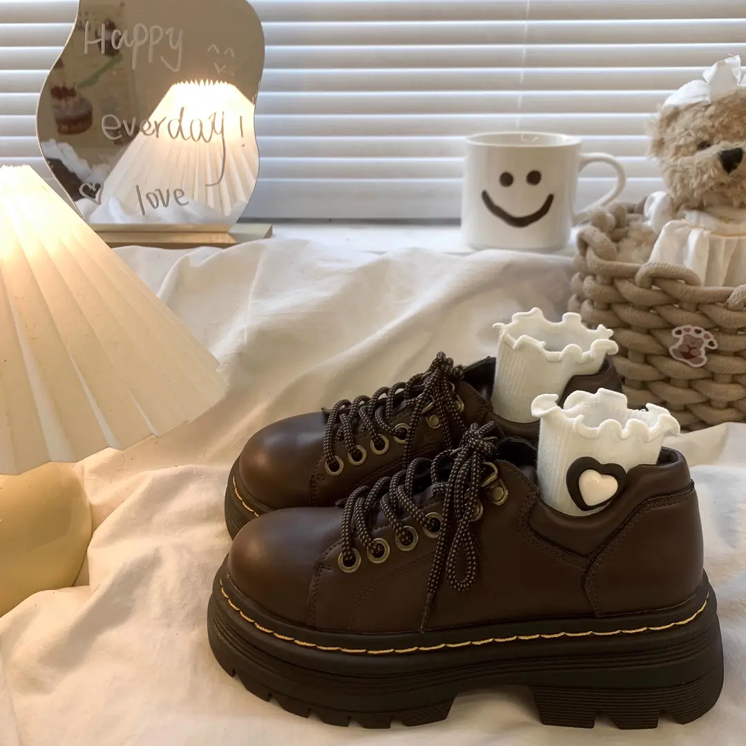 棕色复古英伦学院风小皮鞋女2025秋冬新款圆头日系jk厚底乐福单鞋
