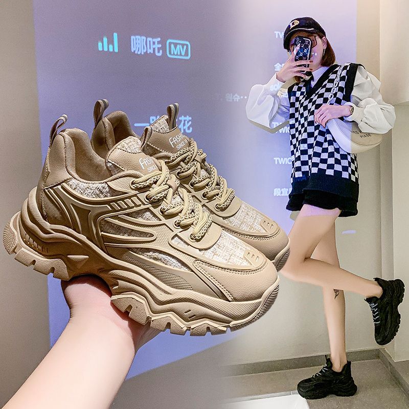 港风老爹鞋女2023春秋新款女鞋网红ins潮百搭韩版透气休闲运动鞋
