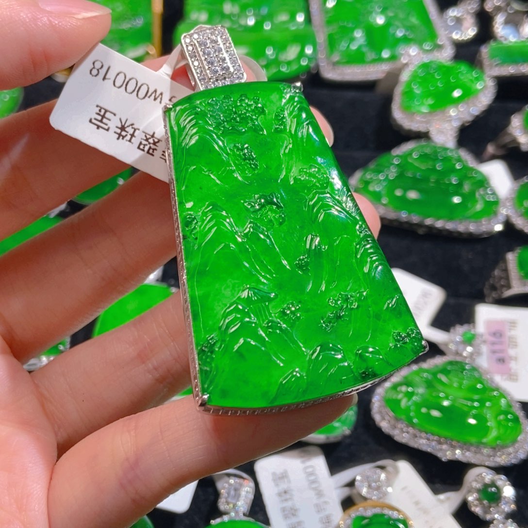 翡翠吊坠(不含链)银S925镶嵌