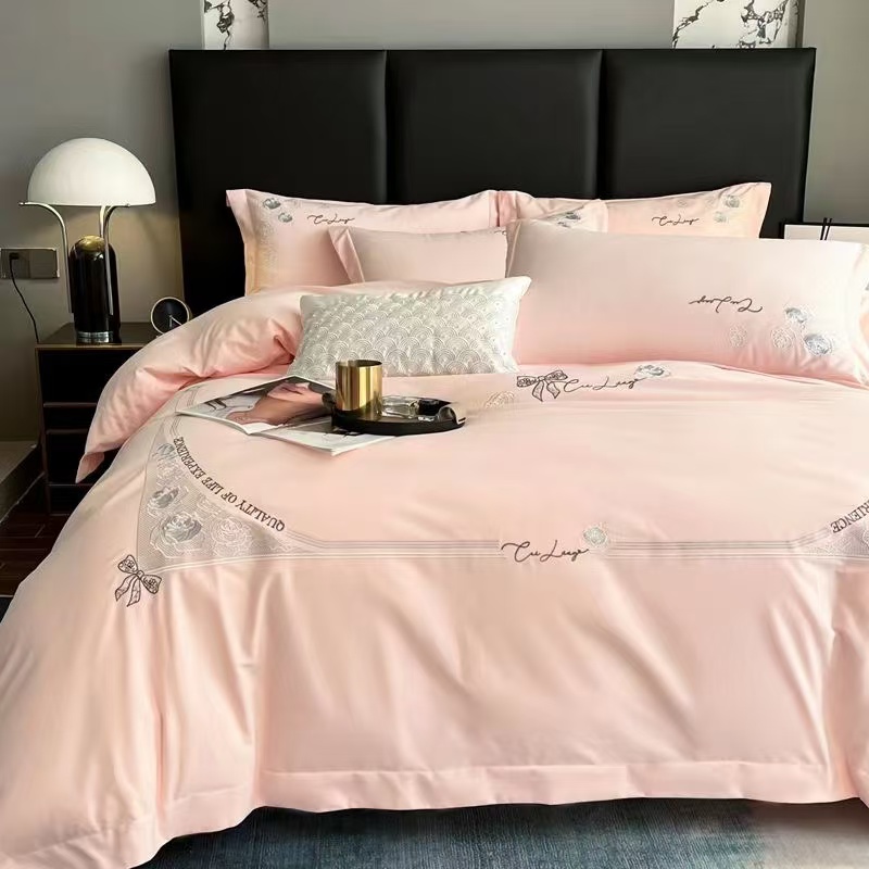 欧蕾玫瑰粉纯棉四件套标准