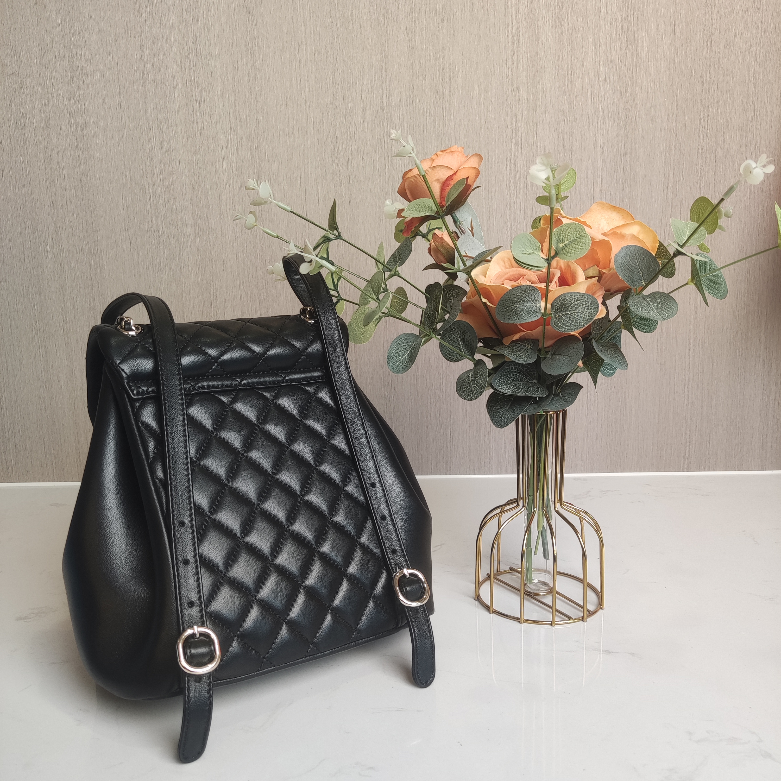 TUS【S级】小香风菱格链条双肩包百搭旅游背包高级感包包女款通勤