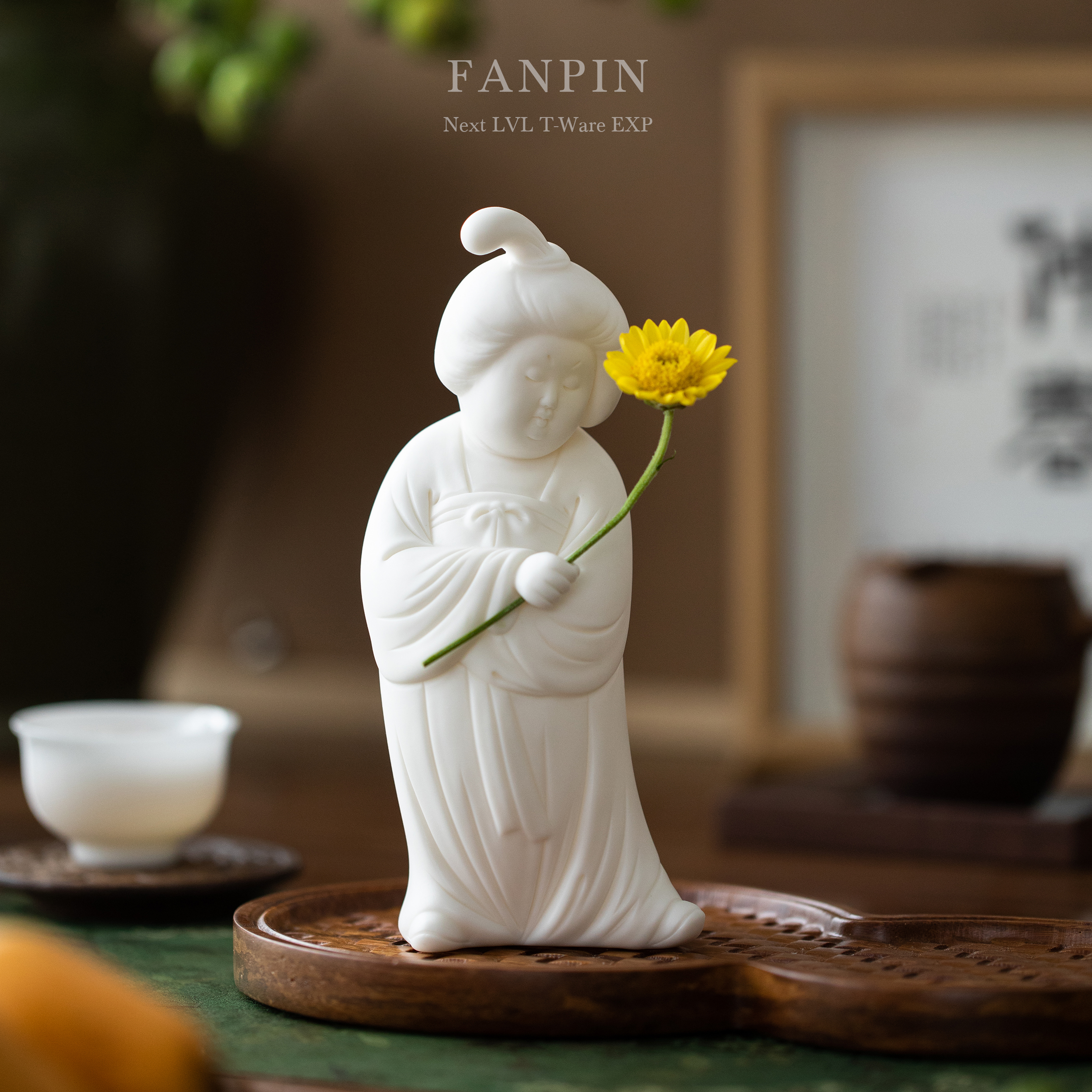 樊品陶瓷古典仕女摆件玄关禅意家居饰品客厅书房香插插香座工艺品