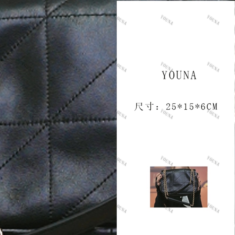 YOUNA/优娜【黑色】中号高定单肩斜跨包大容量  63185