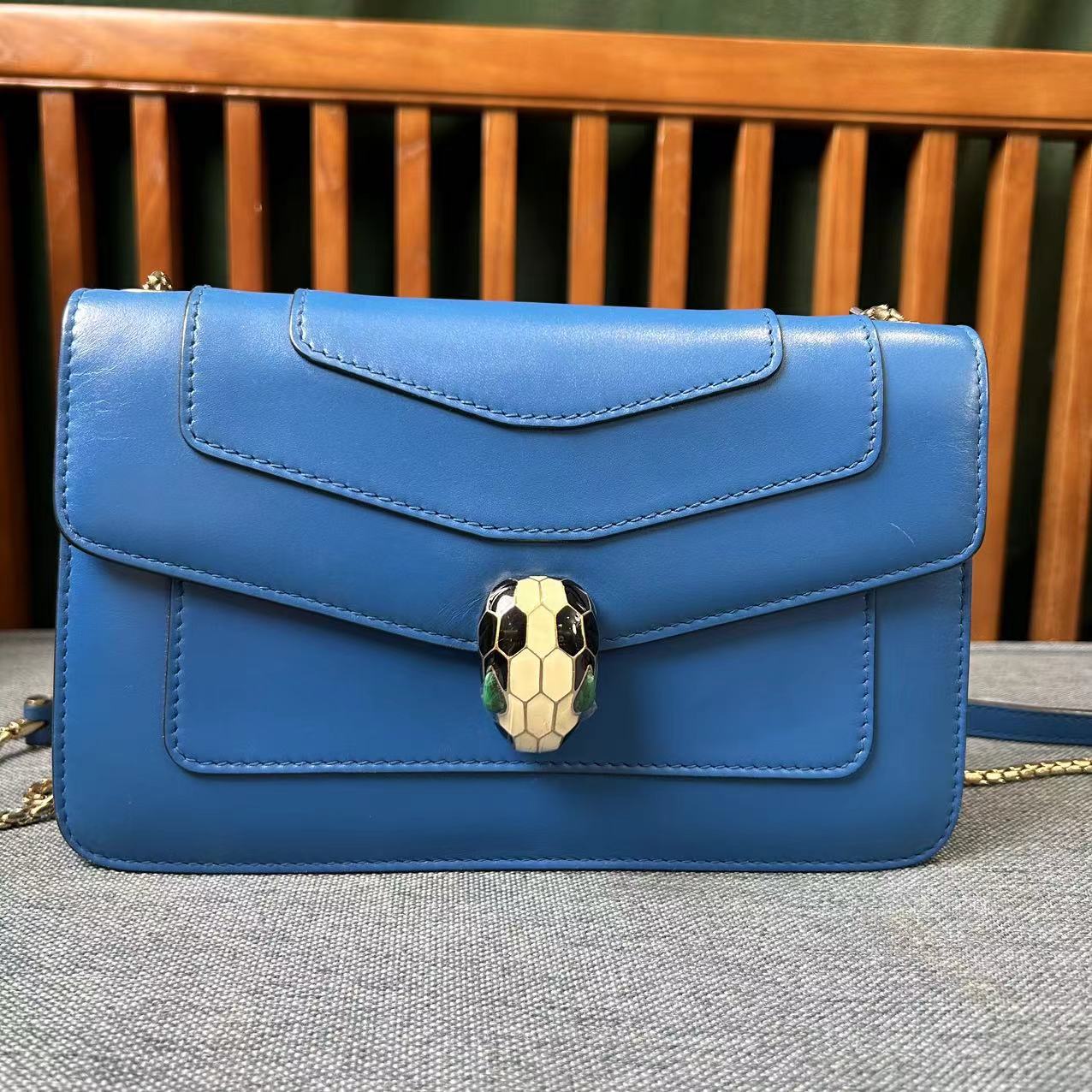 95新 GUCCI/古驰 蛇头包蓝色单肩斜跨包000020