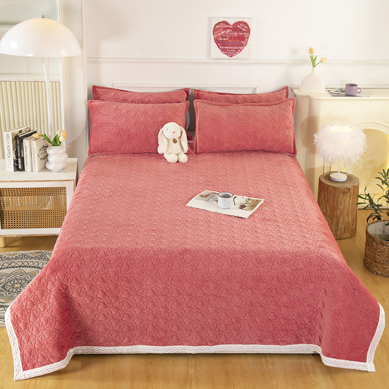 2025新款冬季牛奶绒床盖单件防滑毛绒榻榻米炕盖盖毯夹棉加绒床单