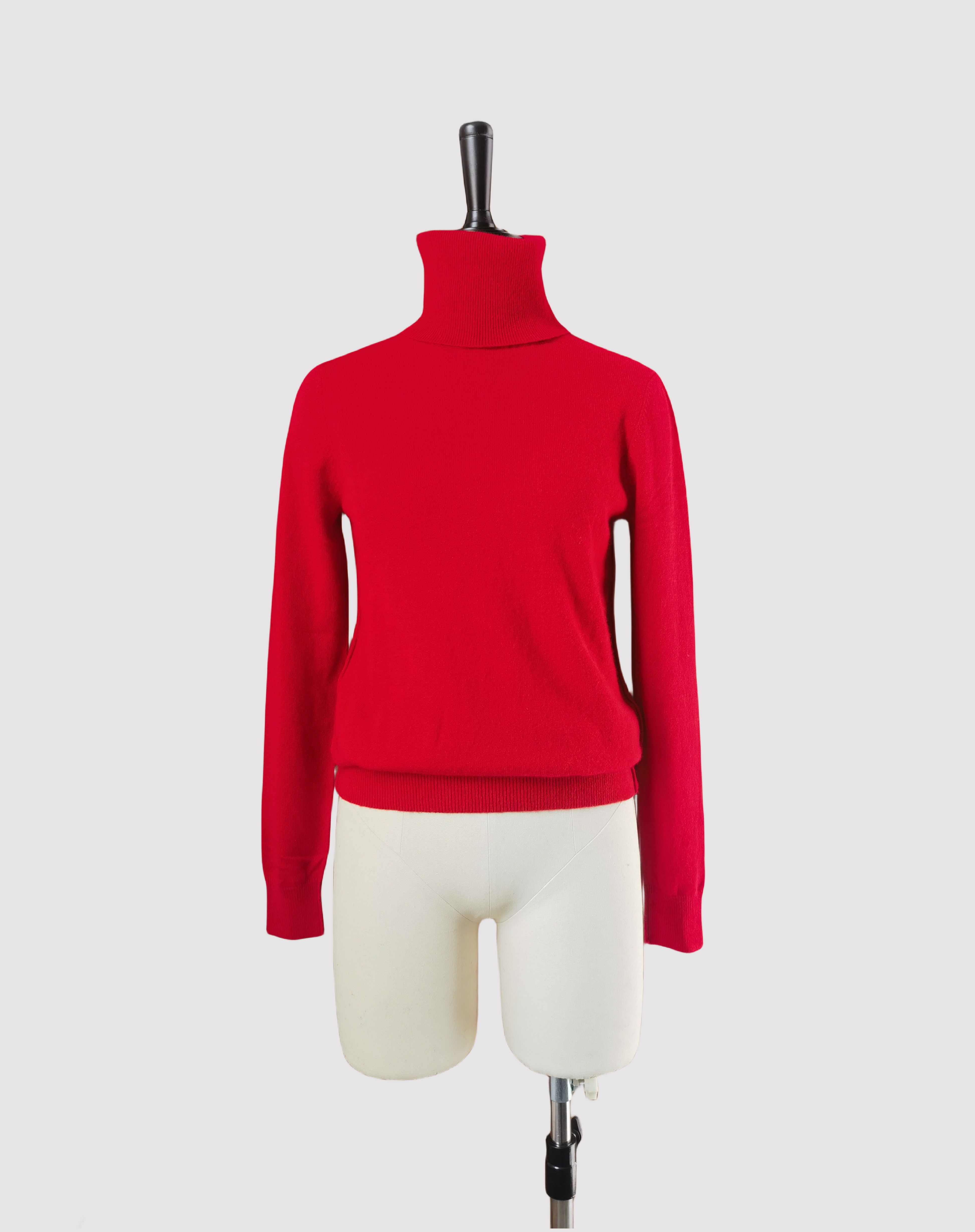 精纺打底翻领羊绒衫时尚修身百搭亲肤保暖堆堆领红色长袖针织衫