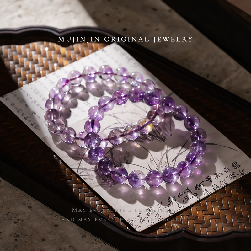 【木槿槿】天然紫超七水晶手串女款气质时尚饰品串珠手链多样性发一