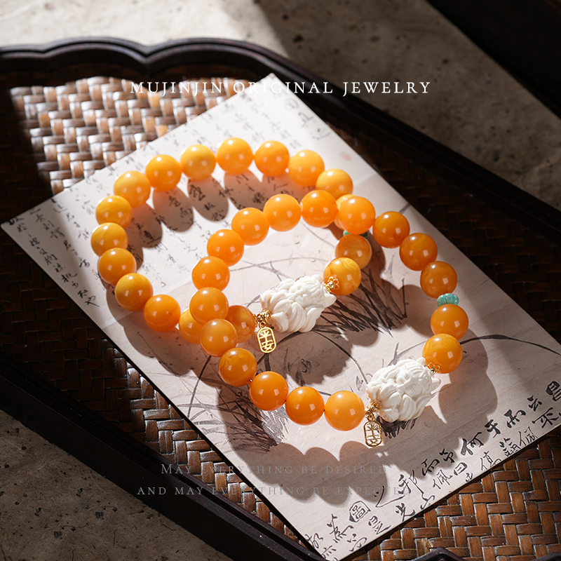 【木槿槿】天然蜜蜡手链女款约9-10m手串多样性发一