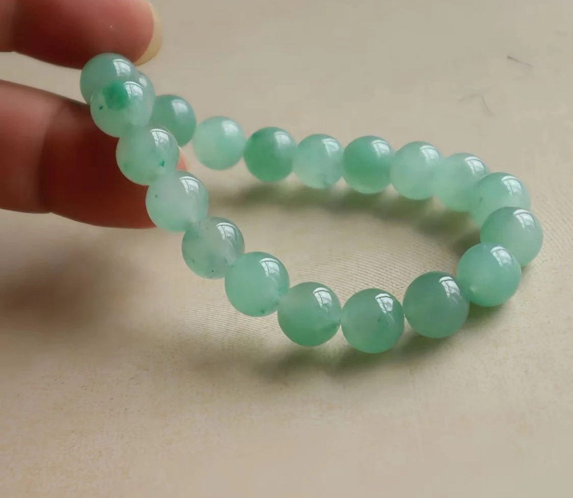 天然独龙玉非洲翠手链手串卡8mm圆珠女款绿色时尚冰透