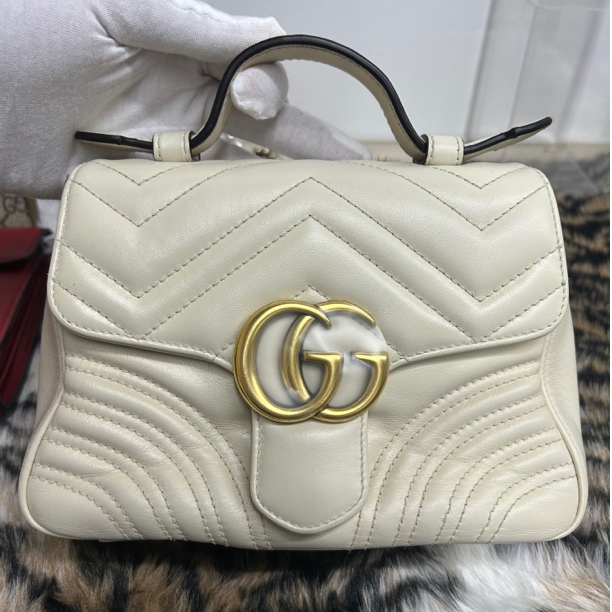 95新 GUCCI/古驰 茉上/白色小号马蒙邮差