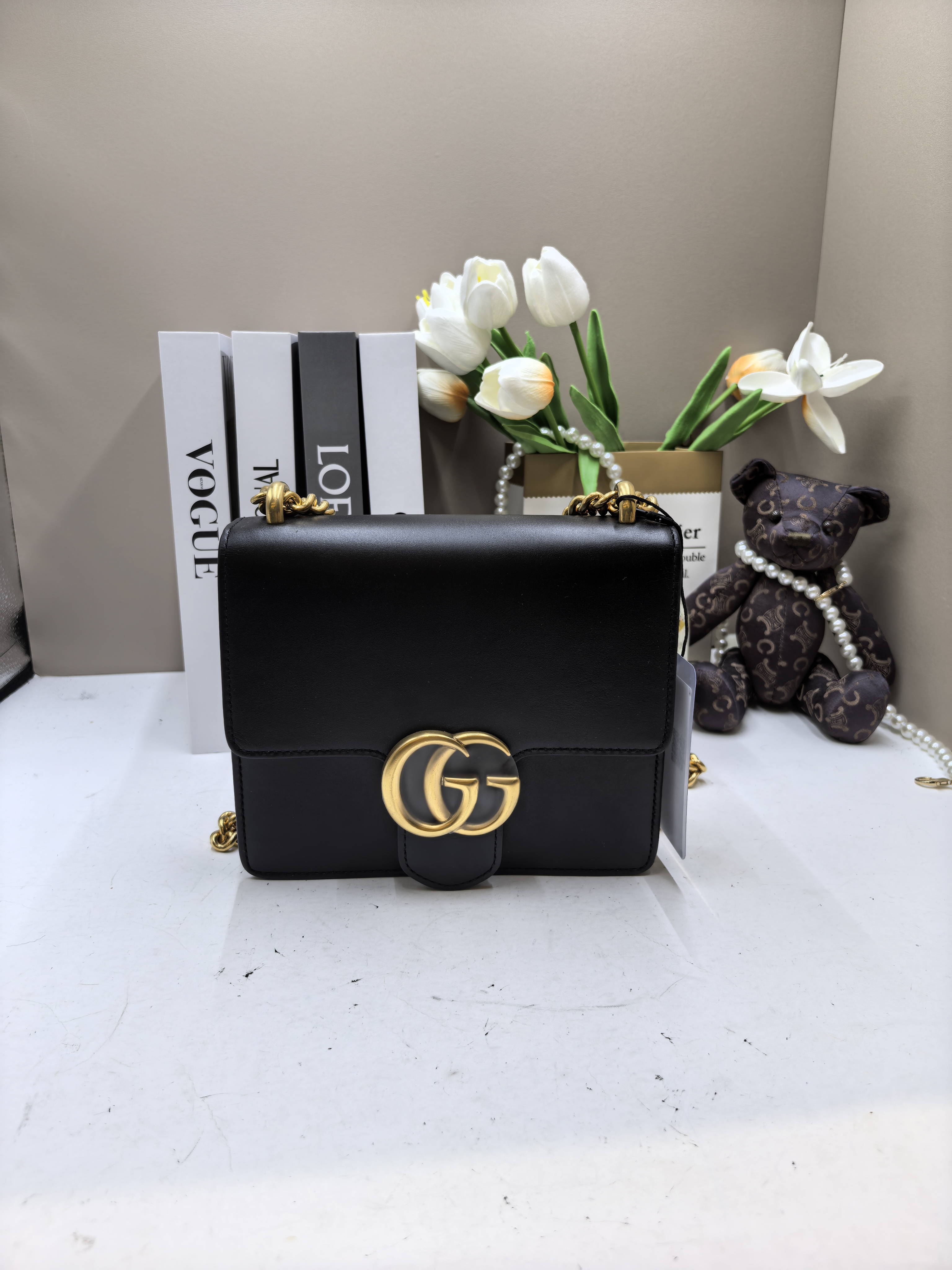 95新 GUCCI/古驰 茉上/风琴小号黑色  斜挎单肩包