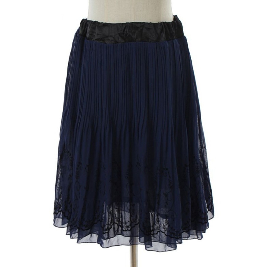 古着Vintage孤品半身裙日制文艺森系蕾丝雪纺褶皱半裙