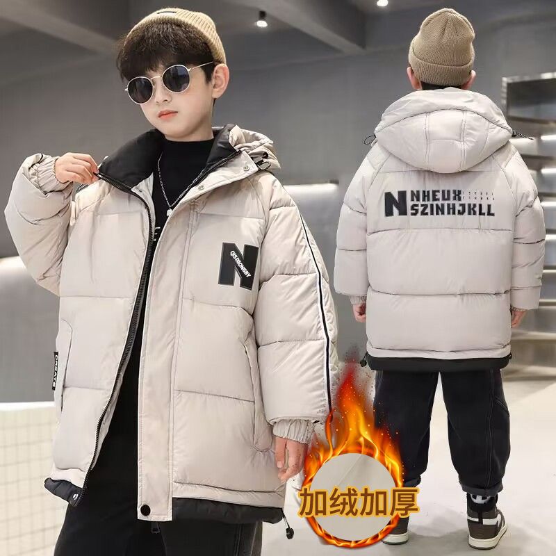 男童棉服2023新款中大儿童面包服男孩冬季加绒加厚夹棉外套冬款酷