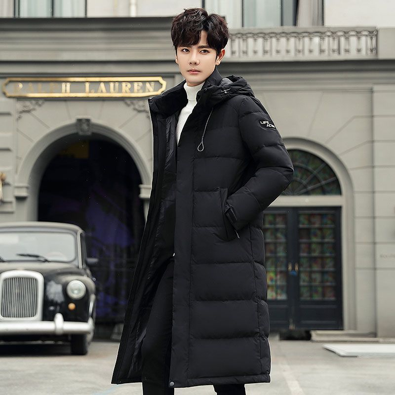 反季清仓羽绒棉服男士长款过膝加厚青少年韩版保暖白绒外
