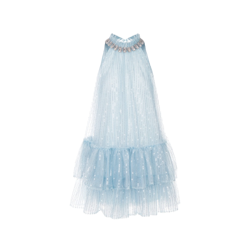 WARDROBES BY CHEN蔚蓝璀璨亮片钻链缀饰连衣裙DY24SS0306