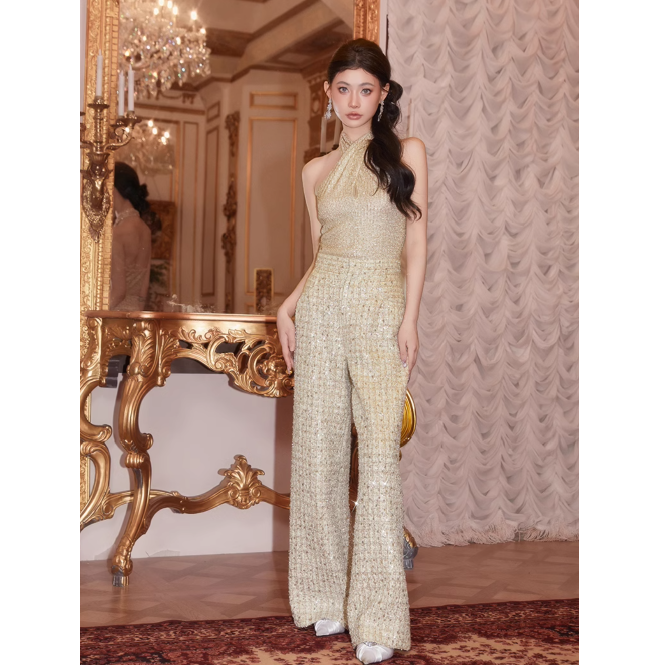 WARDROBES BY CHEN珠管粗花䏆阔腿套装CHEN24AW1021/CHEN24AW1021