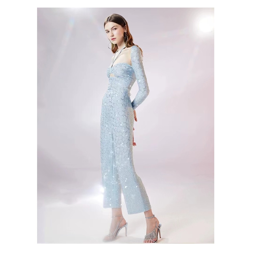 WARDROBES BY CHEN蔚蓝亮丝交织星点套装SS21P040961/SS21T04069