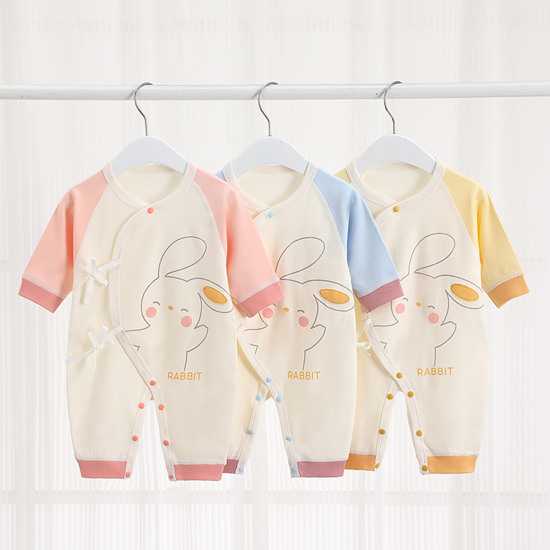 新生儿连体衣刚出初生婴儿衣服a类纯棉哈衣秋冬季爬服蝴蝶衣长袖