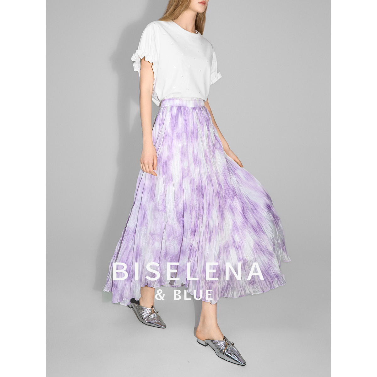 【黄蓉推荐】贝茜妮复晕染半身裙女2024夏季新款设计感宽松a字百褶