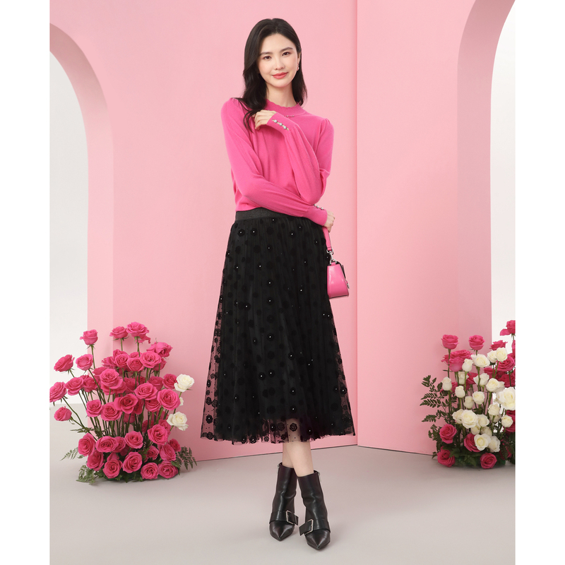 【商场同款】山羊绒珂莱蒂尔蕾丝百搭长袖针织衫暖云衫