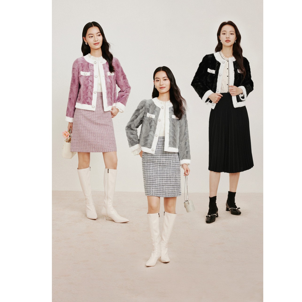 【皮毛一体水貂】珂莱蒂尔商场同款气质秋季秋冬时尚显瘦水貂外套