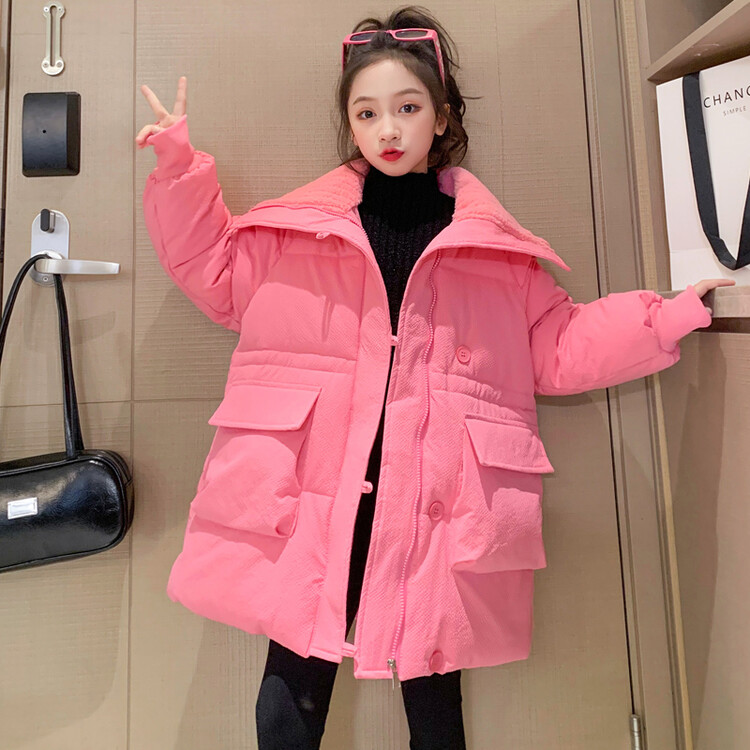 女童棉服冬装外套2023新款儿童洋气小女孩中长款时尚加厚保暖棉衣