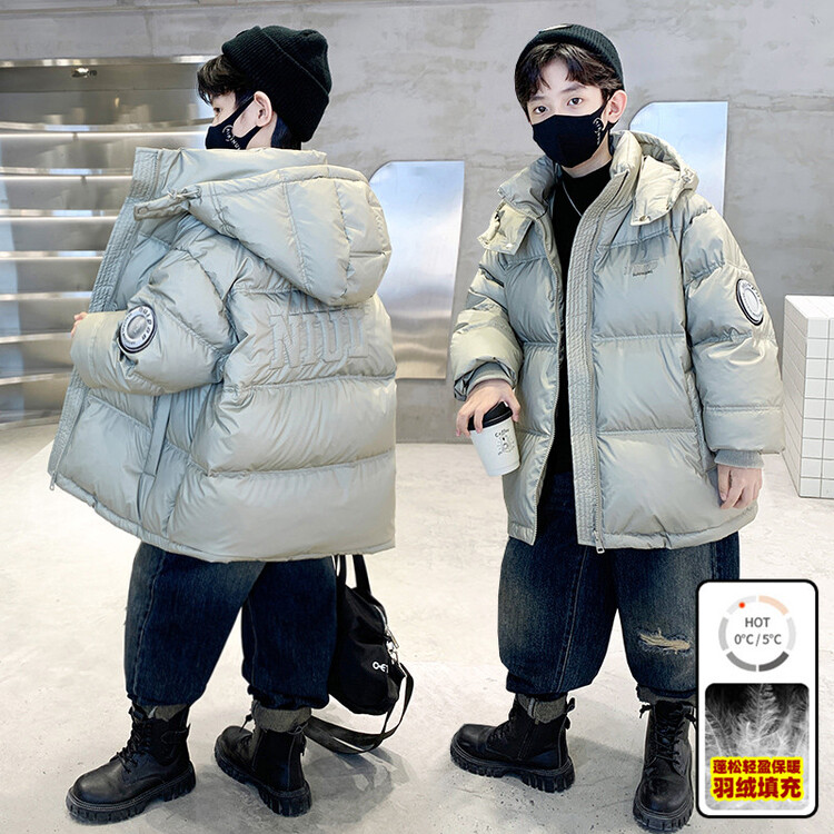 儿童羽绒服男童冬季白鸭绒2023新款男款三防洋气大童免洗加厚外套