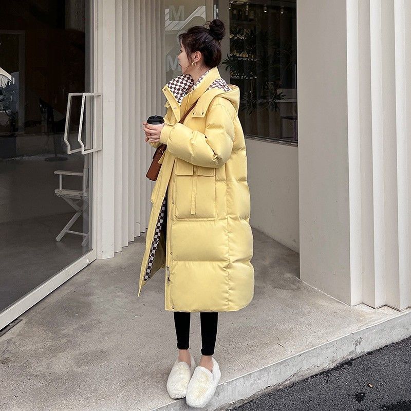波登司羽绒服2023新款年新品女中长款连帽拼色韩版休闲时尚加厚宽
