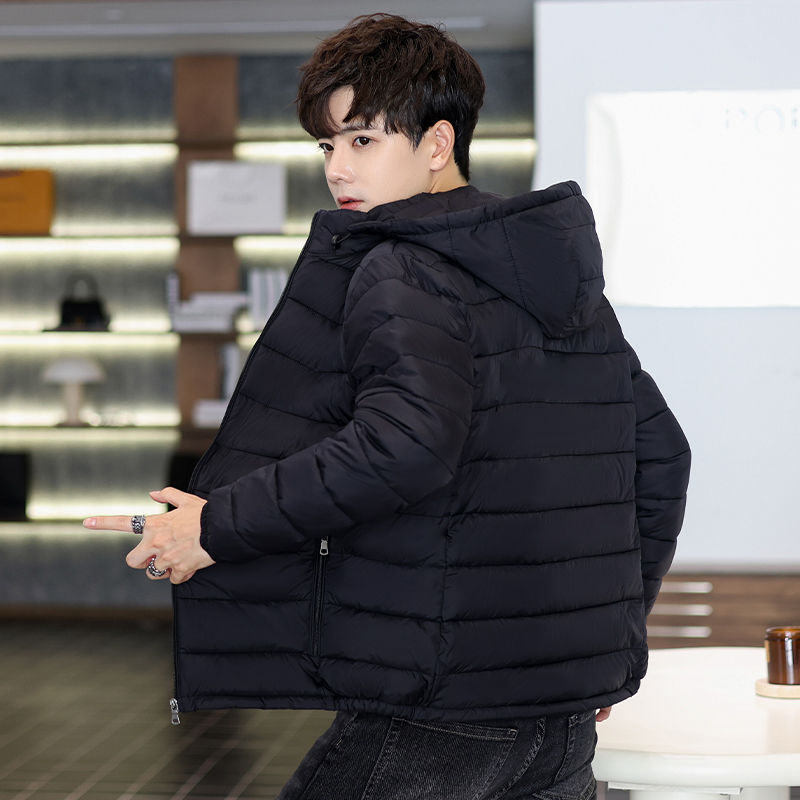 波登司羽绒服2023新款男士轻薄短款秋冬季脱卸连帽防风保暖男款薄