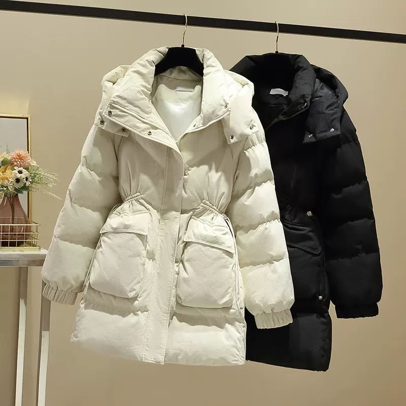 波登司白鸭绒羽绒服女中长款2023新款冬季加厚收腰显瘦韩版时尚外